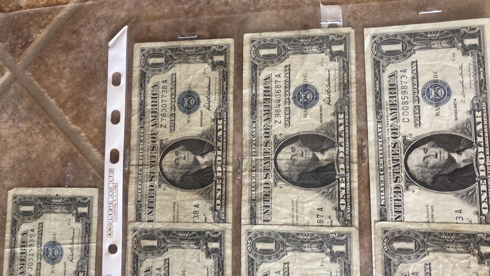 Photo 1 of 19-VINTAGE 1957 CIRCULATED SILVER CERTIFICATES ONE DOLLAR BILLS