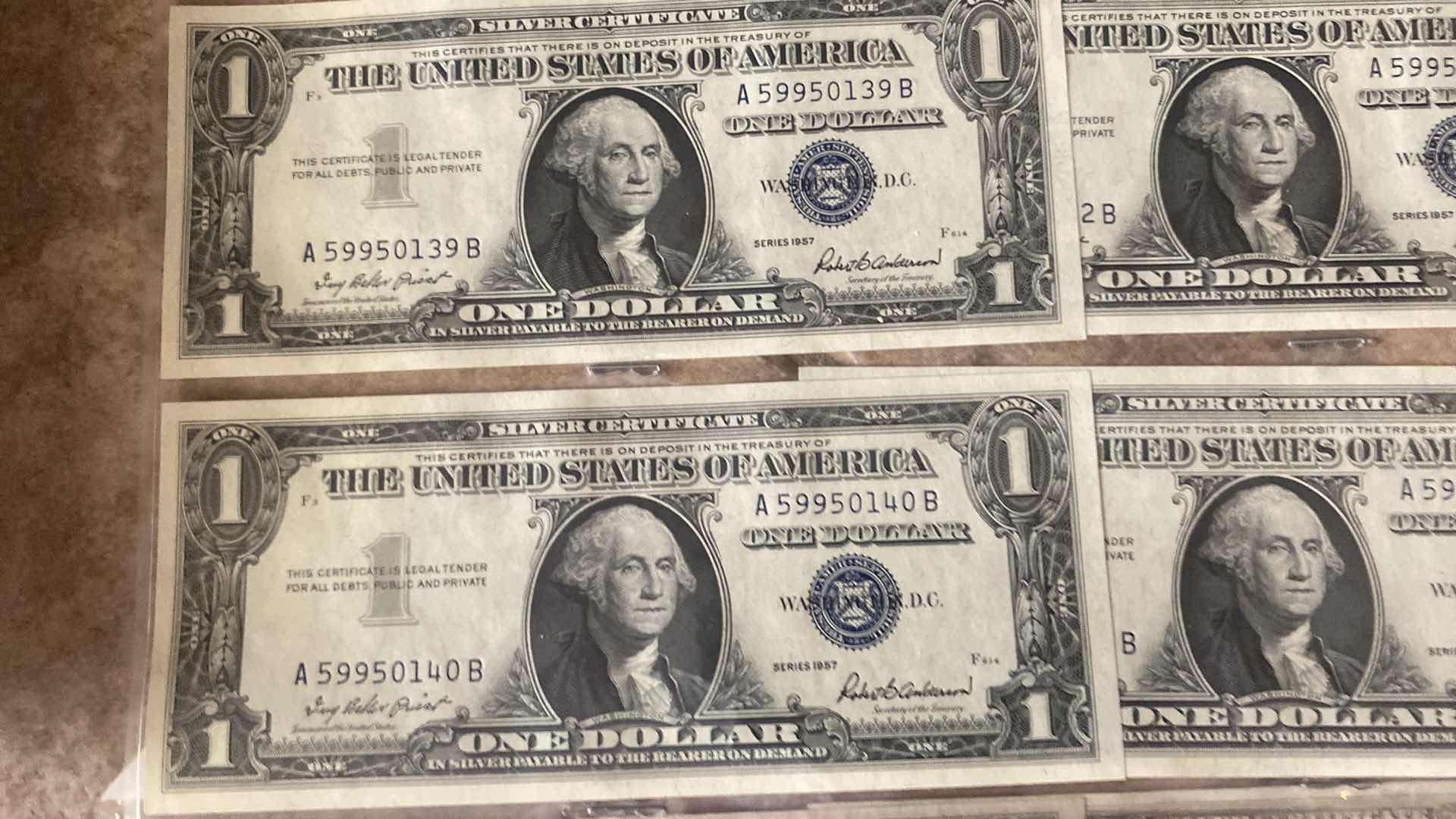 Photo 1 of 18-VINTAGE 1957 CIRCULATED SILVER CERTIFICATES ONE DOLLAR BILLS