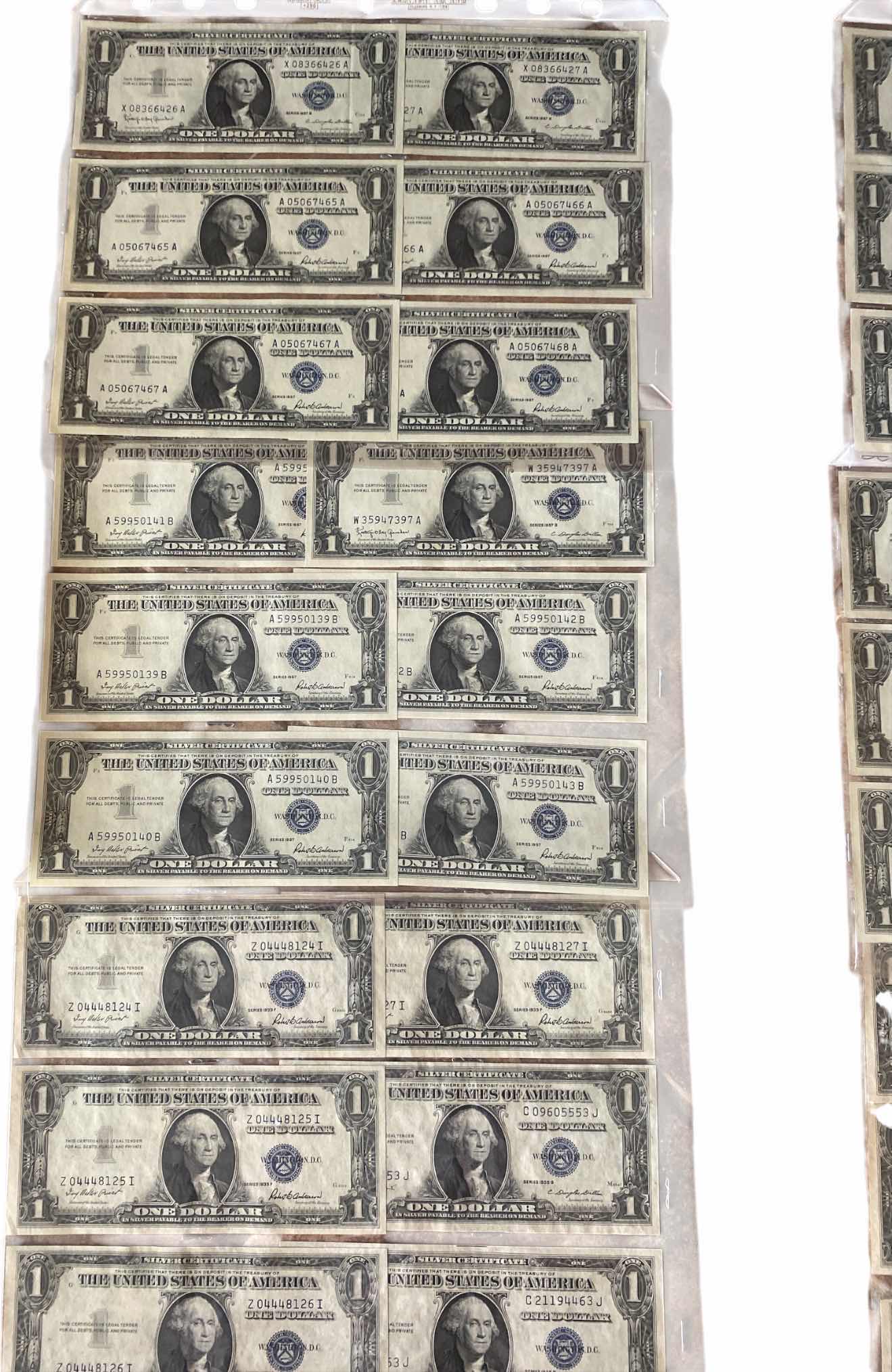 Photo 1 of 18-VINTAGE 1957 CIRCULATED SILVER CERTIFICATES ONE DOLLAR BILLS