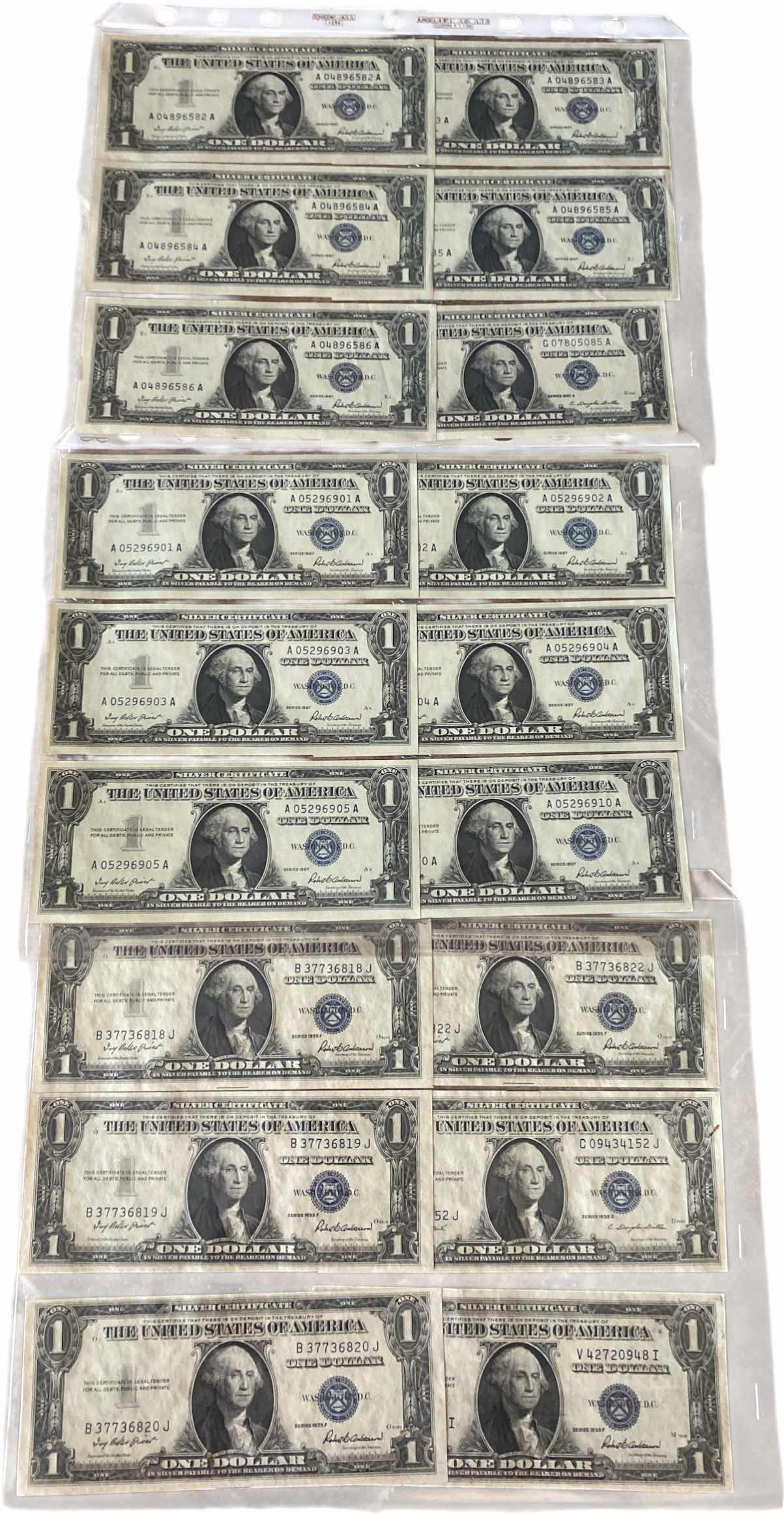 Photo 1 of VINTAGE 1957 & 1935 CIRCULATED SILVER CERTIFICATES ONE DOLLAR BILLS