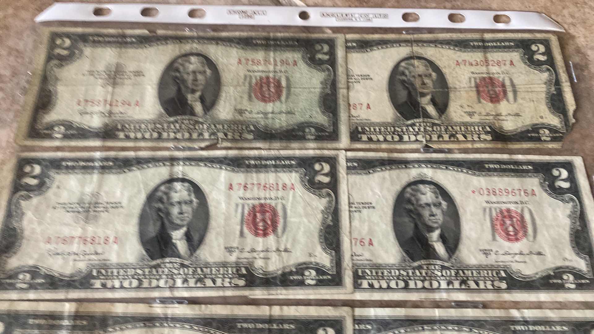 Photo 1 of 18-VINTAGE 1953 CIRCULATED $2 DOLLAR BILLS