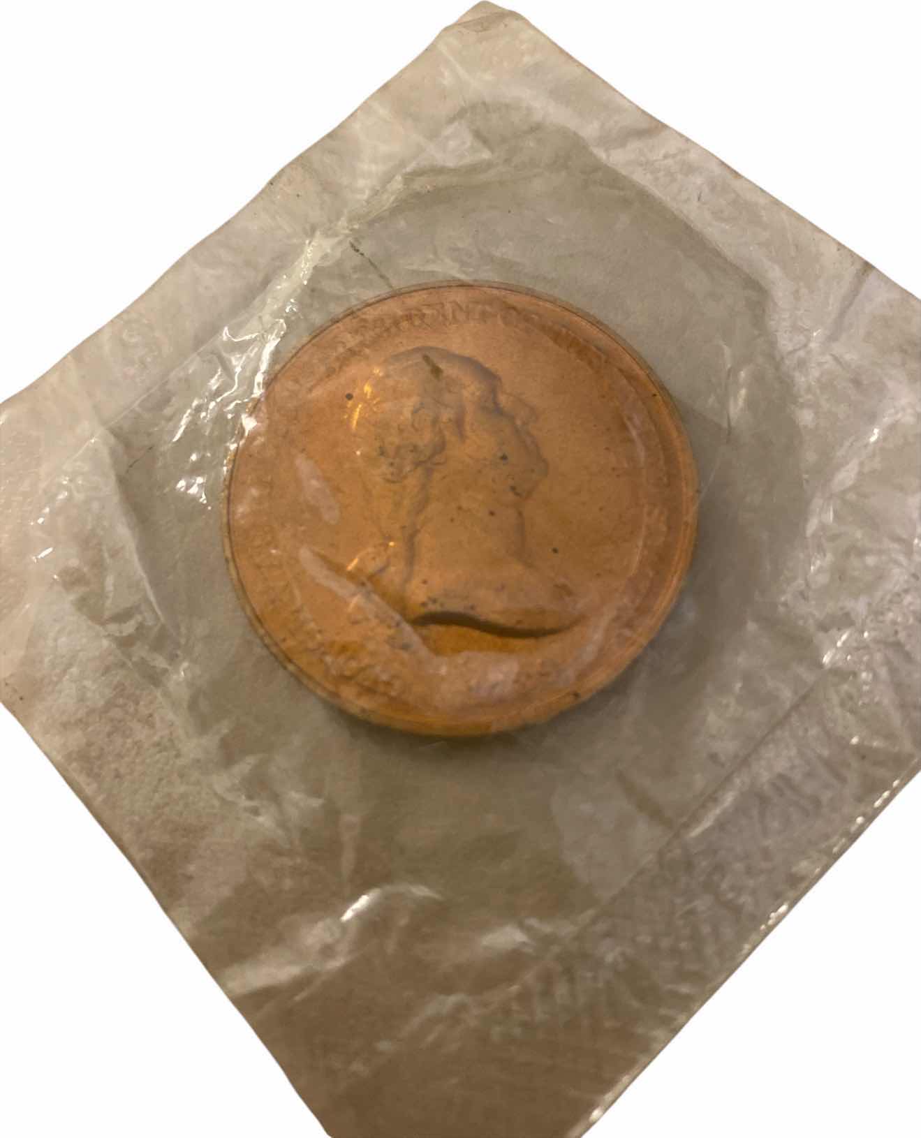 Photo 1 of REPRODUCTION OF 1789 INDIAN PEACE METAL TOKEN WITH GEORGE WASHINGTON
