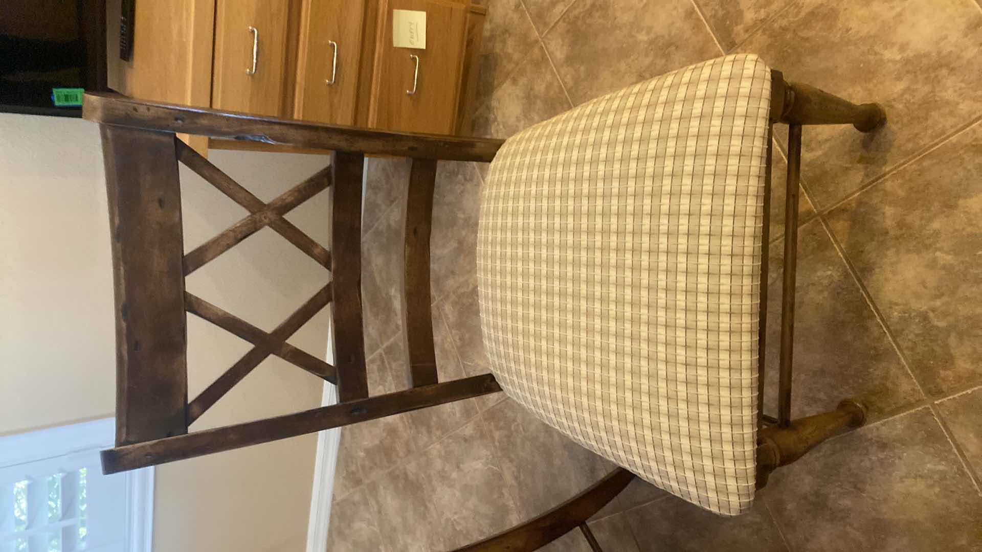 Photo 1 of BENMEX CUSTOM DISTRESSED WOOD 10 PIECE DINETTE SET TABLE 8 CHAIRS & LAZY SUSAN LEAF 20” MEASUREMENT WITHOUT LEAF 39“ X 60“
