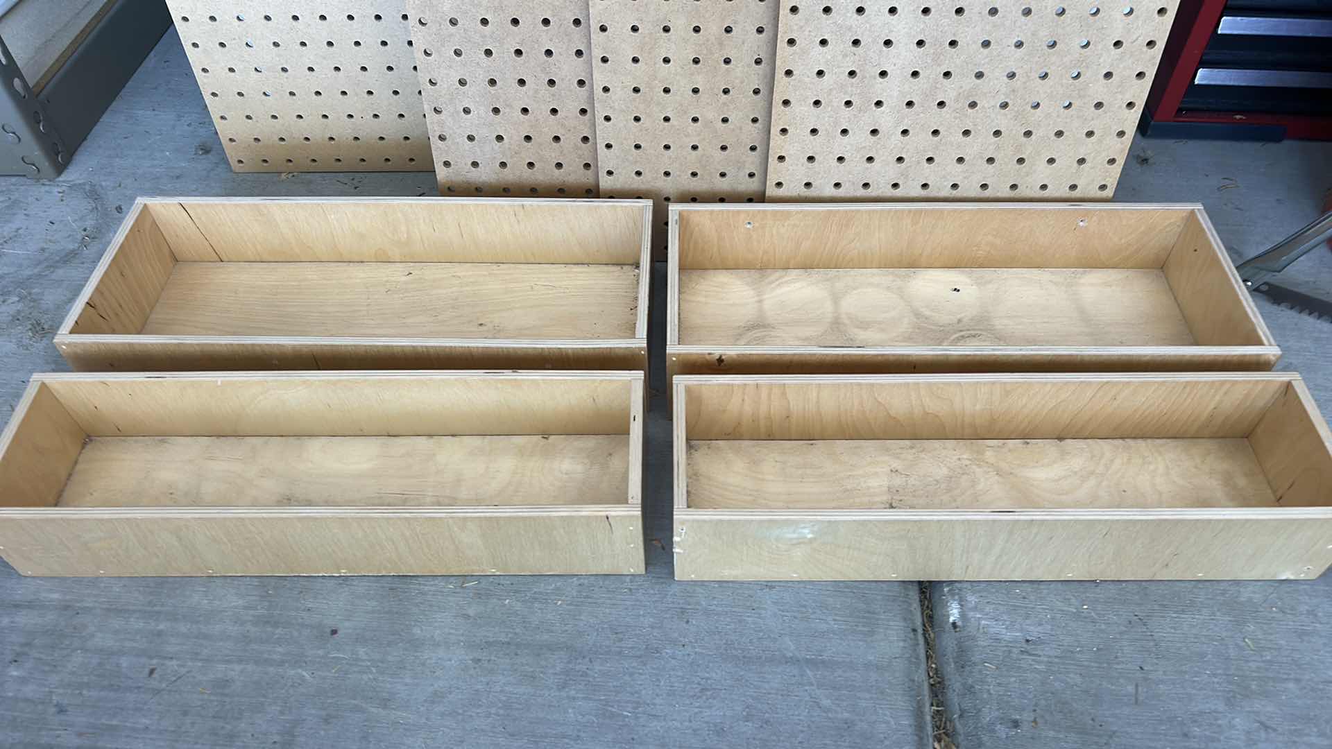 View 3 of GARAGE ITEMS – FOUR WOODEN BOXES, EIGHT BUNGEE CORDS AND FOUR PEG BOARDS