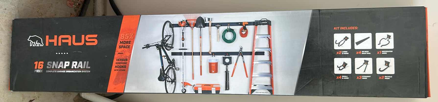 Photo 1 of NEW INBOX HAUS 16 PCS SNAP RAIL COMPLETE GARAGE ORGANIZATION SYSTEM
