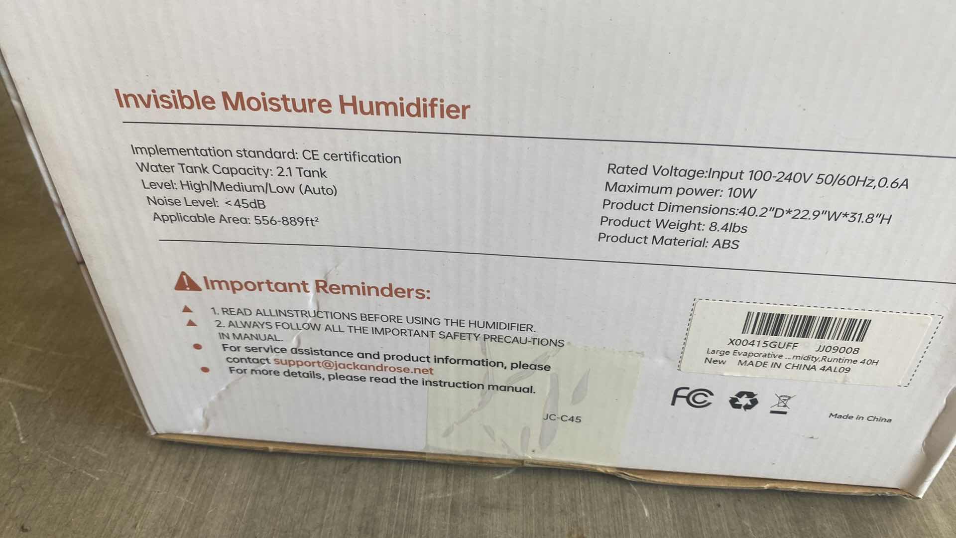 Photo 1 of NEW IN BOX JACK & ROSE REUSEABLE WICK EVAPORATIVE HUMIDIFIER
