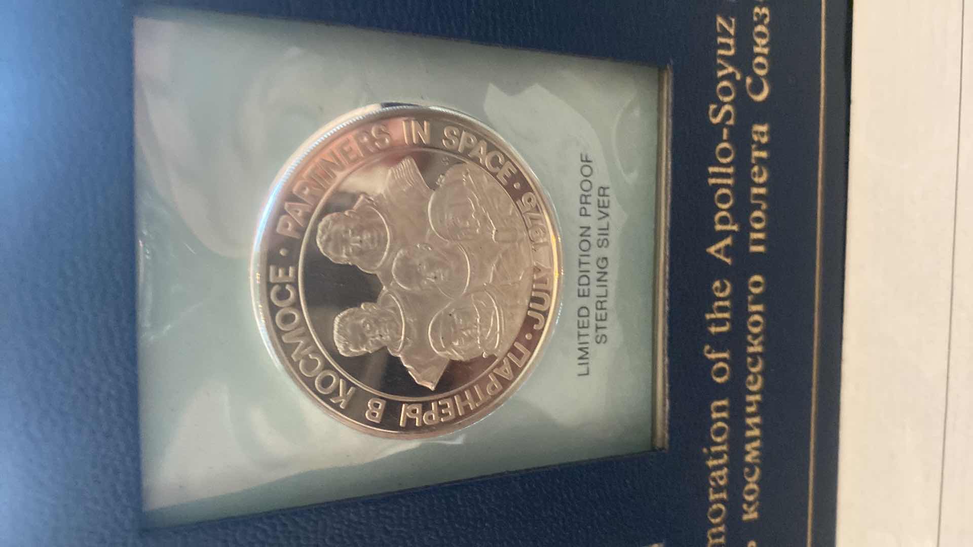 Photo 1 of APOLLO SAWYER’S SPACE MISSION PARTNERS IN SPACE COMMEMORATIVE WITH LIMITED ADDITION PROOF STERLING .925 SILVER MEDALLION COIN