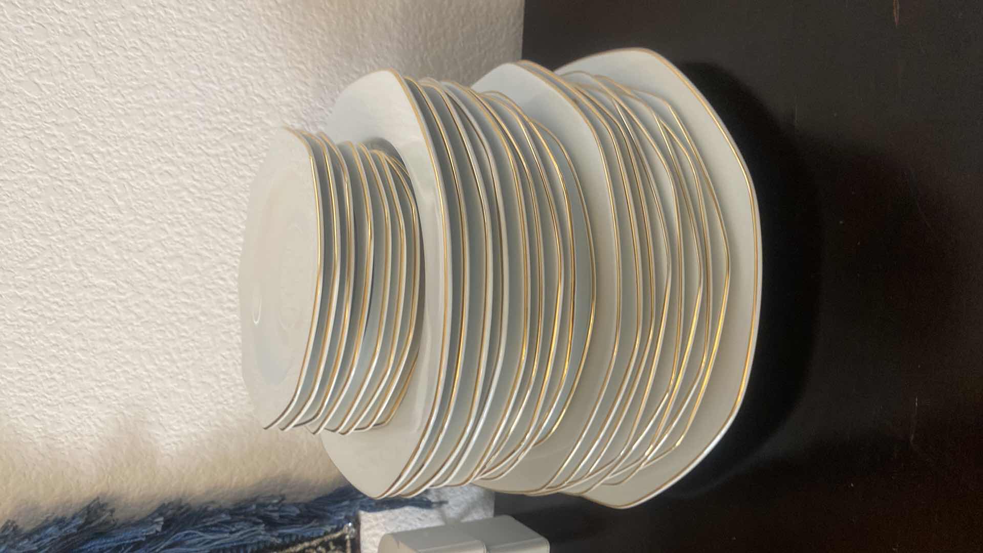 View 4 of 44 CROWN PORCELAIN 10 1/4 INCH DINNER PLATES WITH SALAD PLATES SOUP BOWLS AND SAUCERS, CUPS SUGAR AND CREAMER & PLATTER MADE IN THAILAND