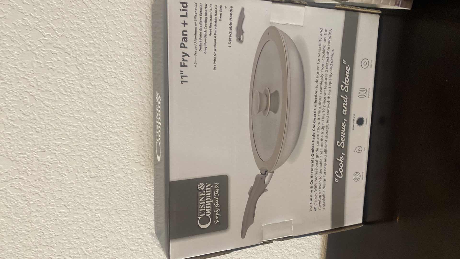 Photo 1 of NEW CUISINE AND COMPANY 11 INCH FRY PAN WITH LID AND 8 OUNCE STEMLESS WINE GLASSES