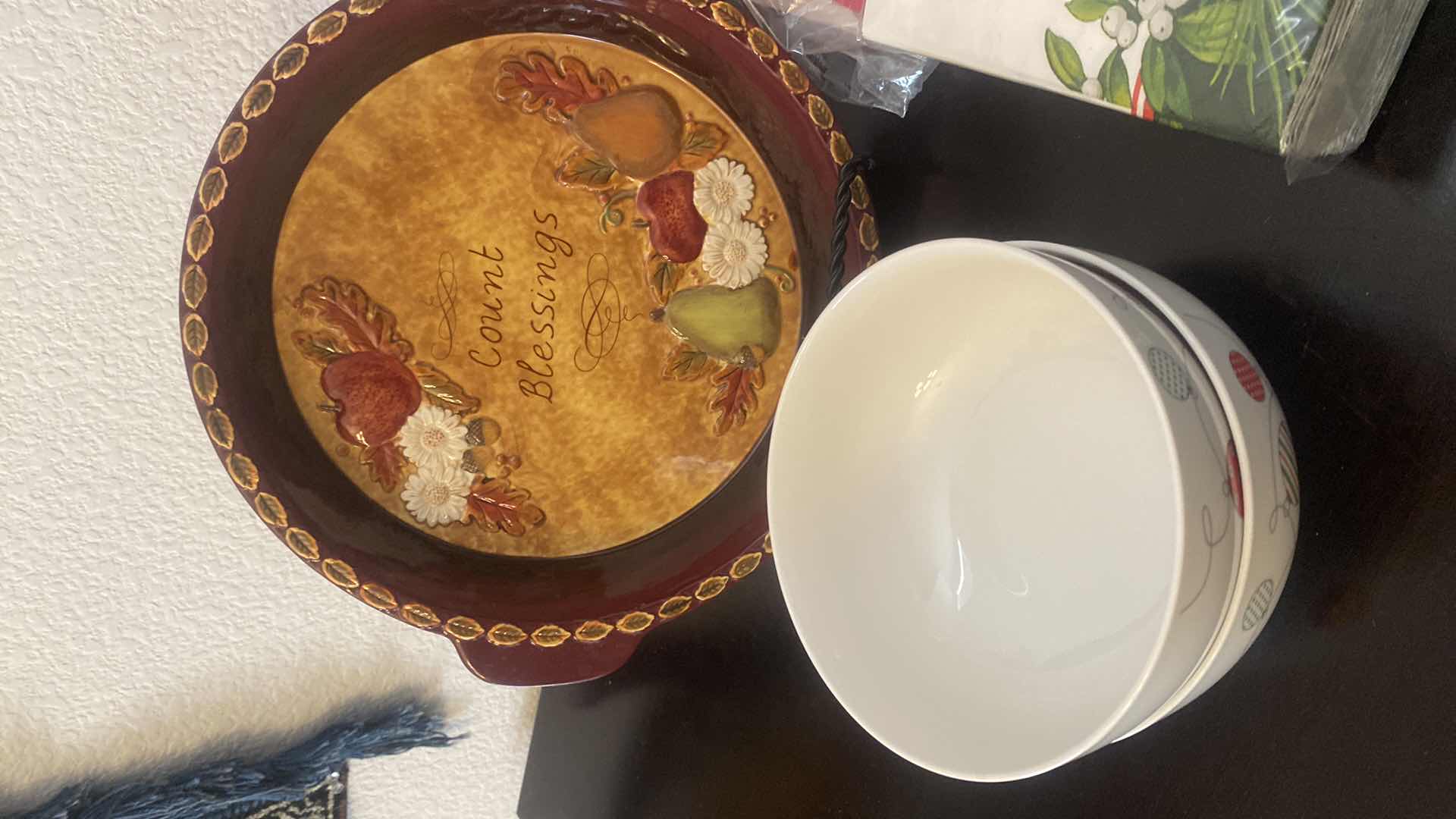 Photo 1 of HOLIDAY PIE PLATES PLATTER PAPER NAPKINS AND BOWLS