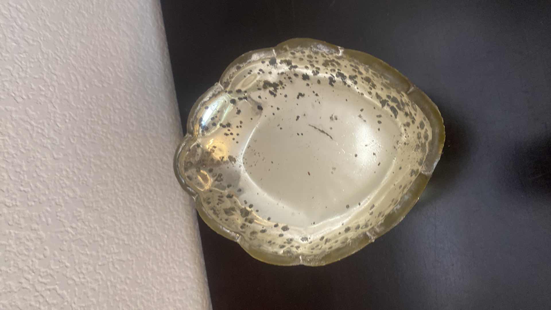 Photo 1 of VINTAGE ACCENT DECOR DISTRESSED GOLD MERCURY GLASS PEDESTAL DISH 7 1/2” X 4 1/2”