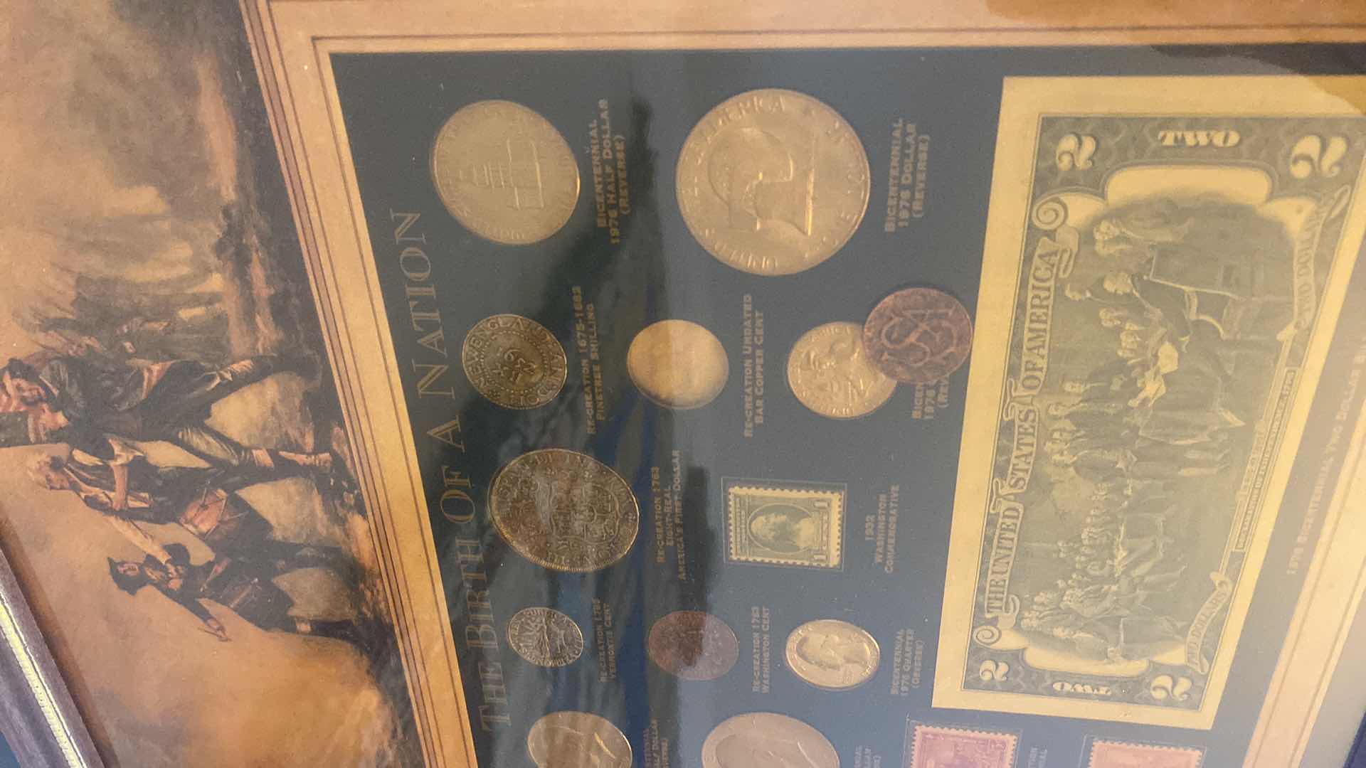 Photo 1 of 2- FRAMED THE BIRTH OF A NATION IN LIBERTY COINS AND STAMPS 12“ x 15“ EACH