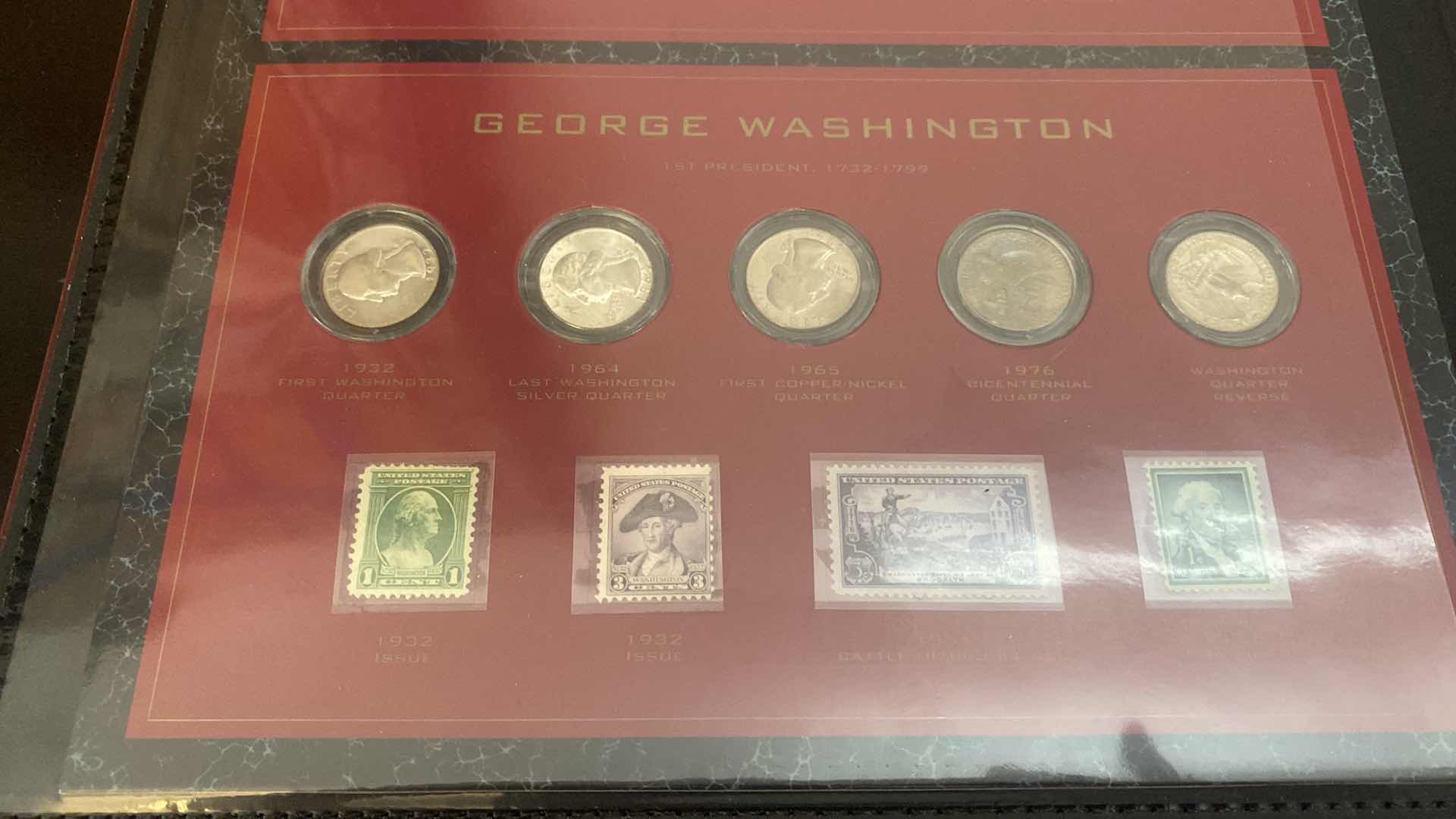 Photo 1 of PRESIDENTIAL COMMEMORATIVE COIN AND STAMP PORTFOLIO LINCOLN, WASHINGTON, JEFFERSON, KENNEDY, ROOSEVELT, AND EISENHOWER