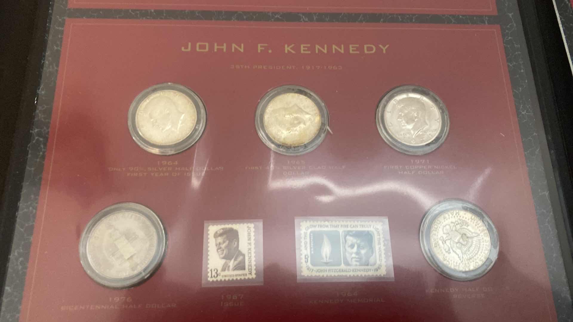 Photo 1 of PRESIDENTIAL COMMEMORATIVE COIN AND STAMP PORTFOLIO LINCOLN, WASHINGTON, JEFFERSON, KENNEDY, ROOSEVELT, AND EISENHOWER