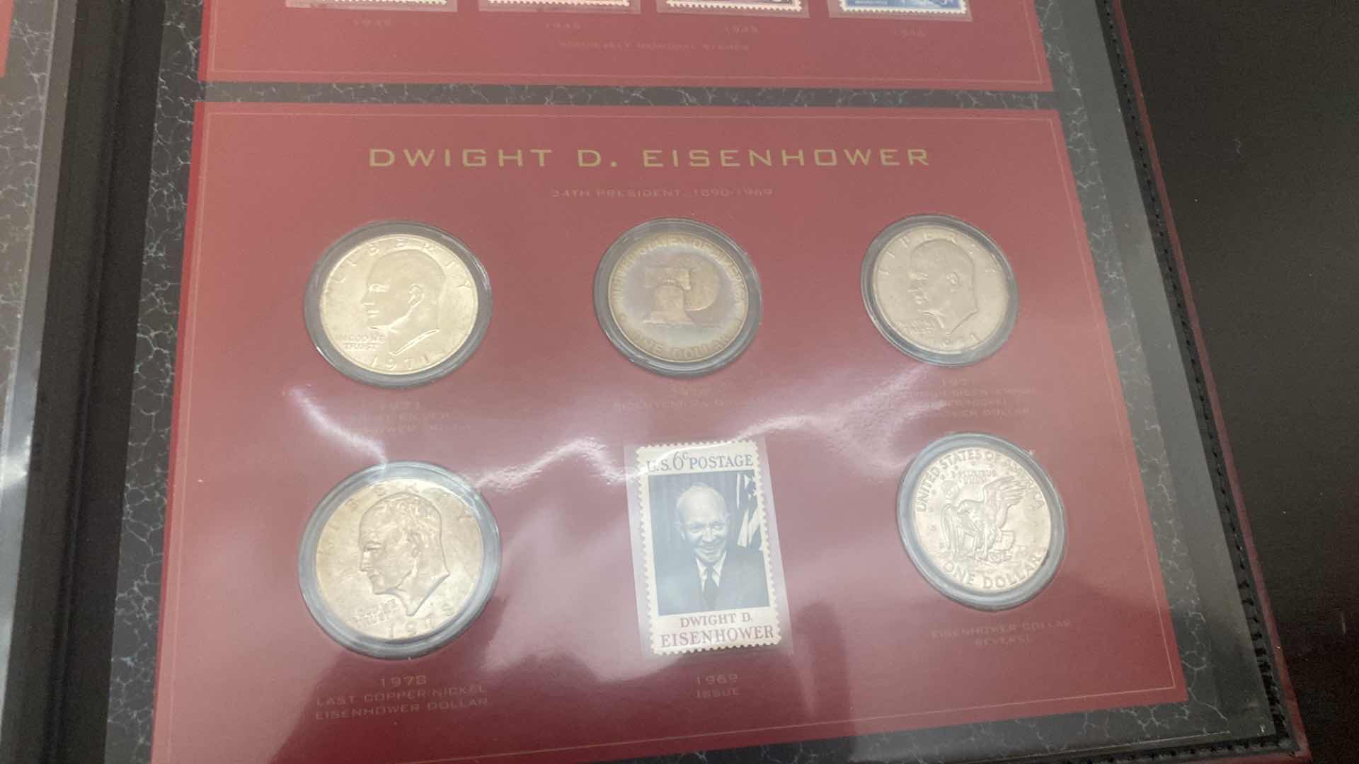Photo 1 of PRESIDENTIAL COMMEMORATIVE COIN AND STAMP PORTFOLIO LINCOLN, WASHINGTON, JEFFERSON, KENNEDY, ROOSEVELT, AND EISENHOWER