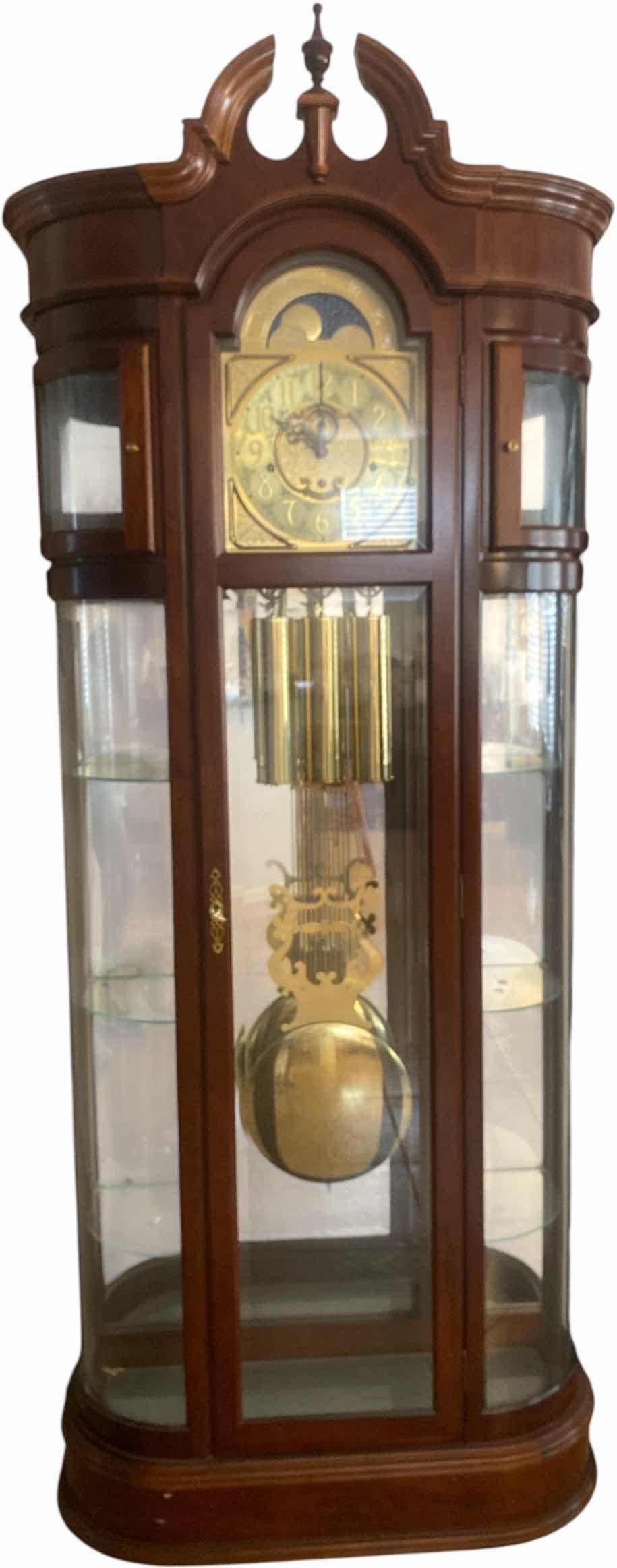 Photo 1 of RIDGEWAY “ RICHARDSON I” CURIO CABINET GRANDFATHER CLOCK 36“ x 12 1/2“ H 86”