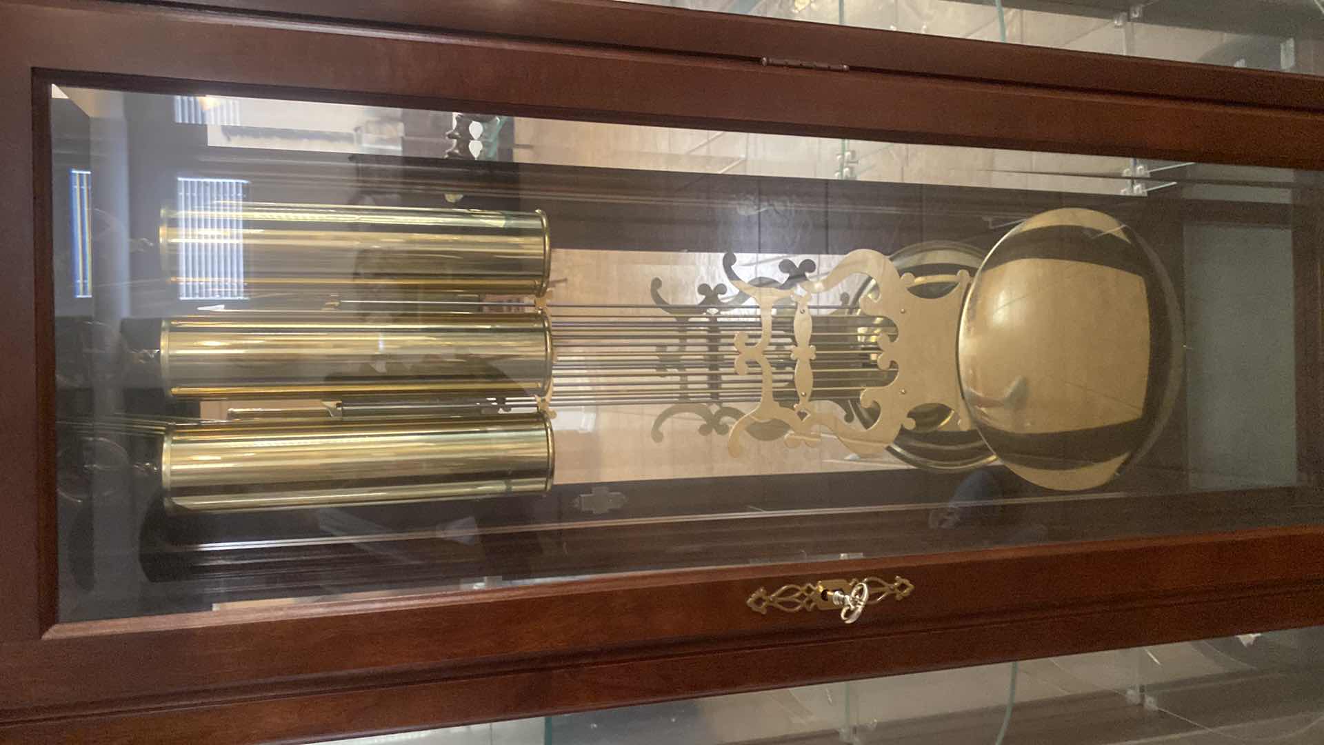 Photo 1 of RIDGEWAY “ RICHARDSON I” CURIO CABINET GRANDFATHER CLOCK 36“ x 12 1/2“ H 86”