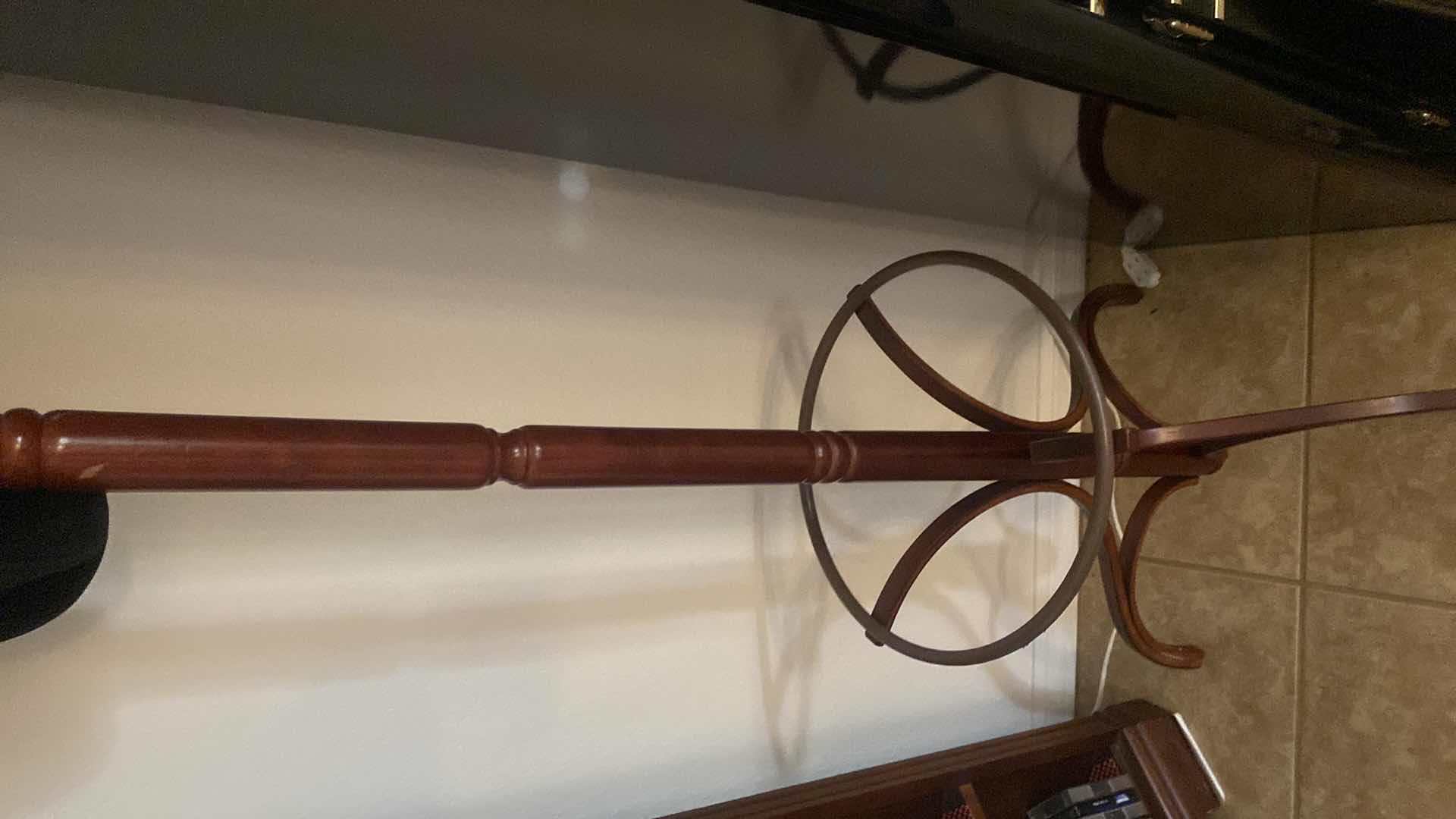 Photo 1 of VINTAGE WOOD HAT RACK WITH BASEBALL CAPS H 72”