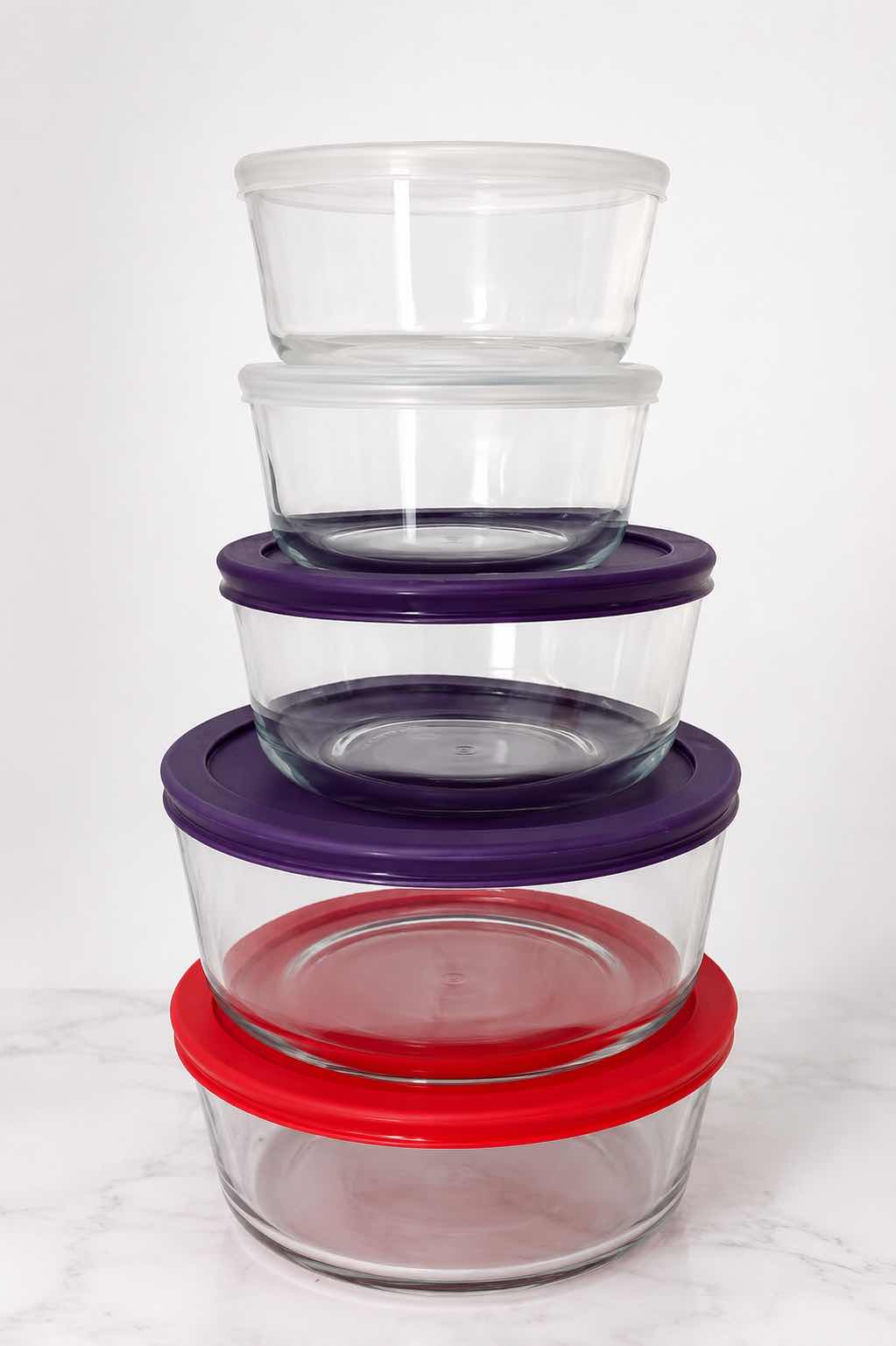Photo 1 of PYREX - SET OF 5 CLEAR GLASS FOOD STORAGE CONTAINERS