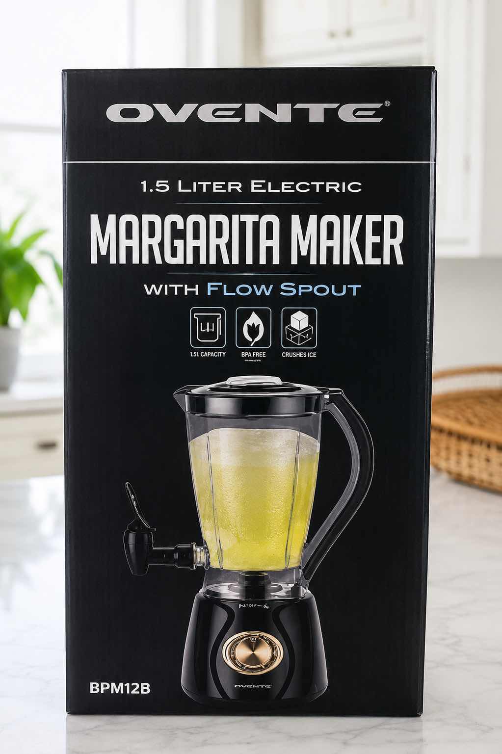 View 1 of OVENTE 1.5 LITER ELECTRIC MARGARITA MAKER WITH FLOW SPOUT, MODEL BPM12B BPA-FREE PITCHER WITH ICE-CRUSHING FUNCTION
ESTIMATED RETAIL VALUE: $50