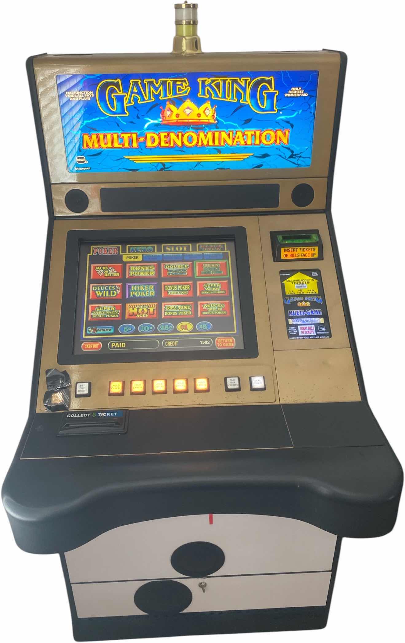 Photo 1 of IGT GAME KING MULTI DOMINATION UPRIGHT SLOT MACHINE WITH CABINET AND KEYS 28” x 33” H 61”