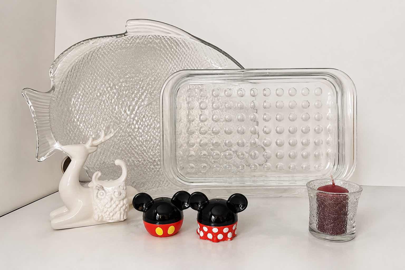 Photo 1 of HOME GOODS -DISNEY SALT AND PEPPER SHAKERS, GLASS PLATTERS, AND MORE