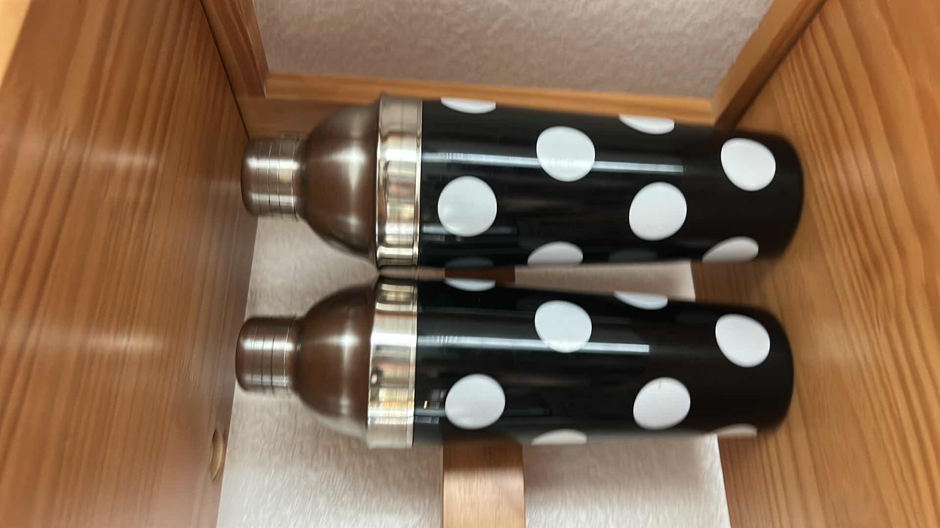 Photo 1 of ASSORTED HOME BARWARE INCLUDING MAINSTAYS WHISKEY GLASS SET, ROTATABLE WHISKEY GLASS SET WITH COASTERS, TWO COCKTAIL SHAKERS & TWO HAMMERED COPPER-TONE TUMBLERS.