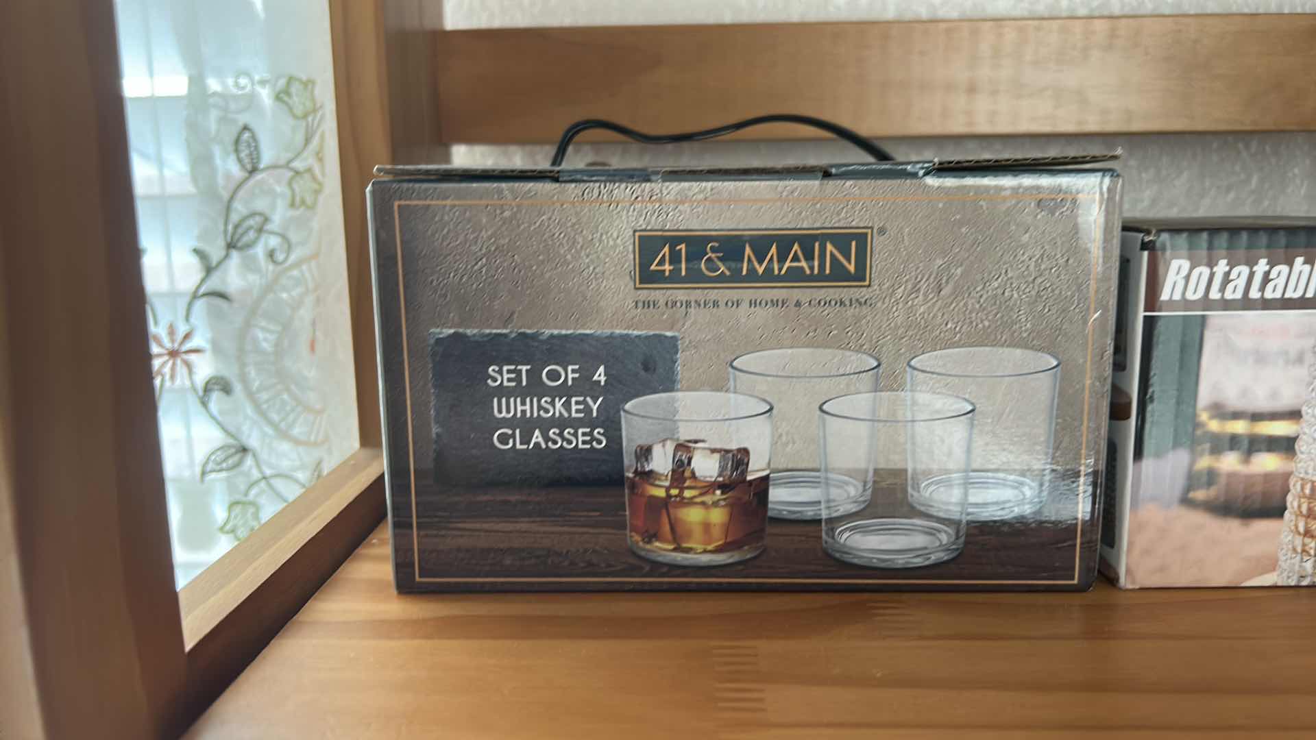 Photo 1 of ASSORTED HOME BARWARE INCLUDING MAINSTAYS WHISKEY GLASS SET, ROTATABLE WHISKEY GLASS SET WITH COASTERS, TWO COCKTAIL SHAKERS & TWO HAMMERED COPPER-TONE TUMBLERS.