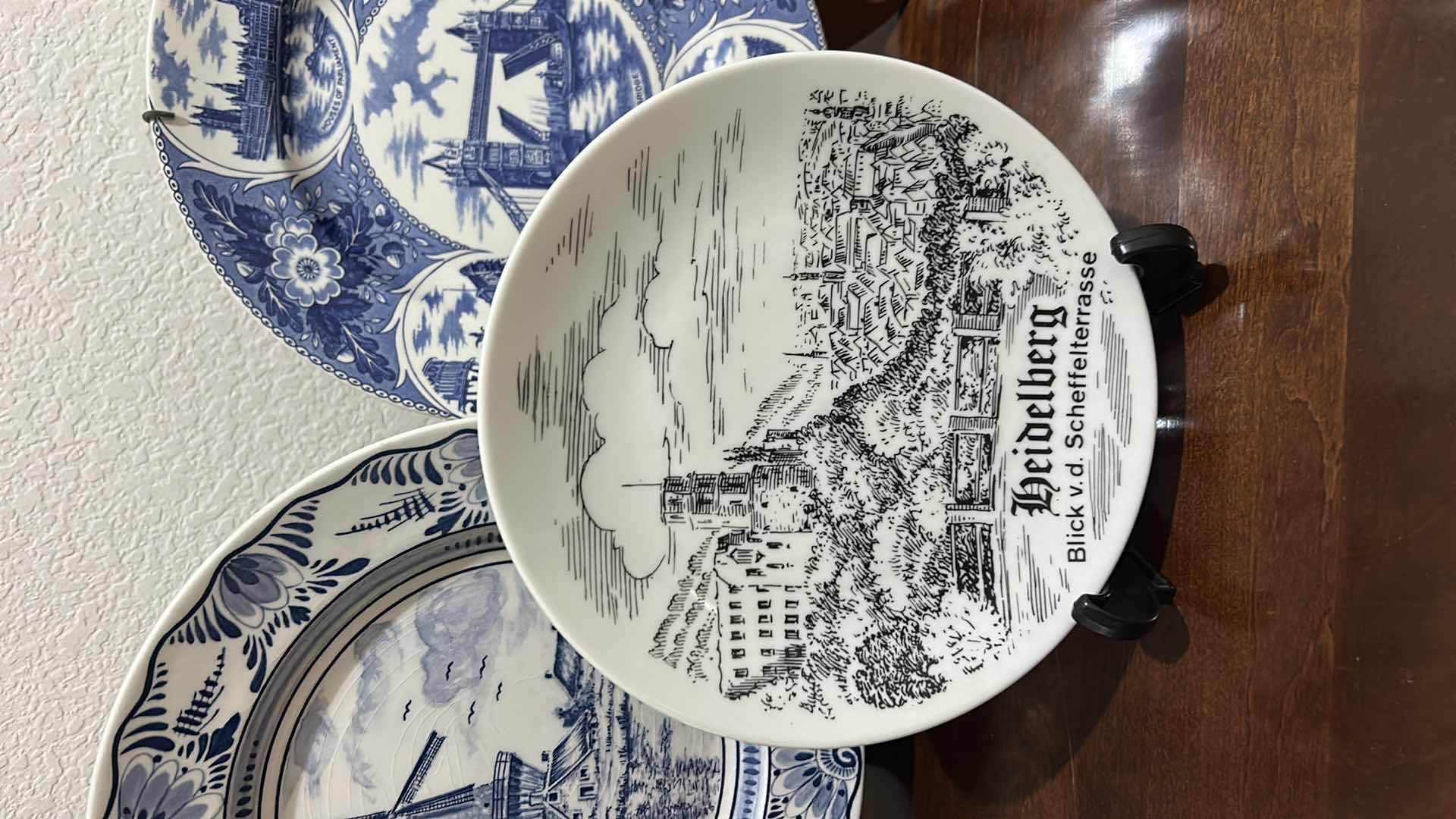 Photo 1 of 3-BLUE & WHITE EUROPEAN SOUVENIR COLLECTOR PLATES