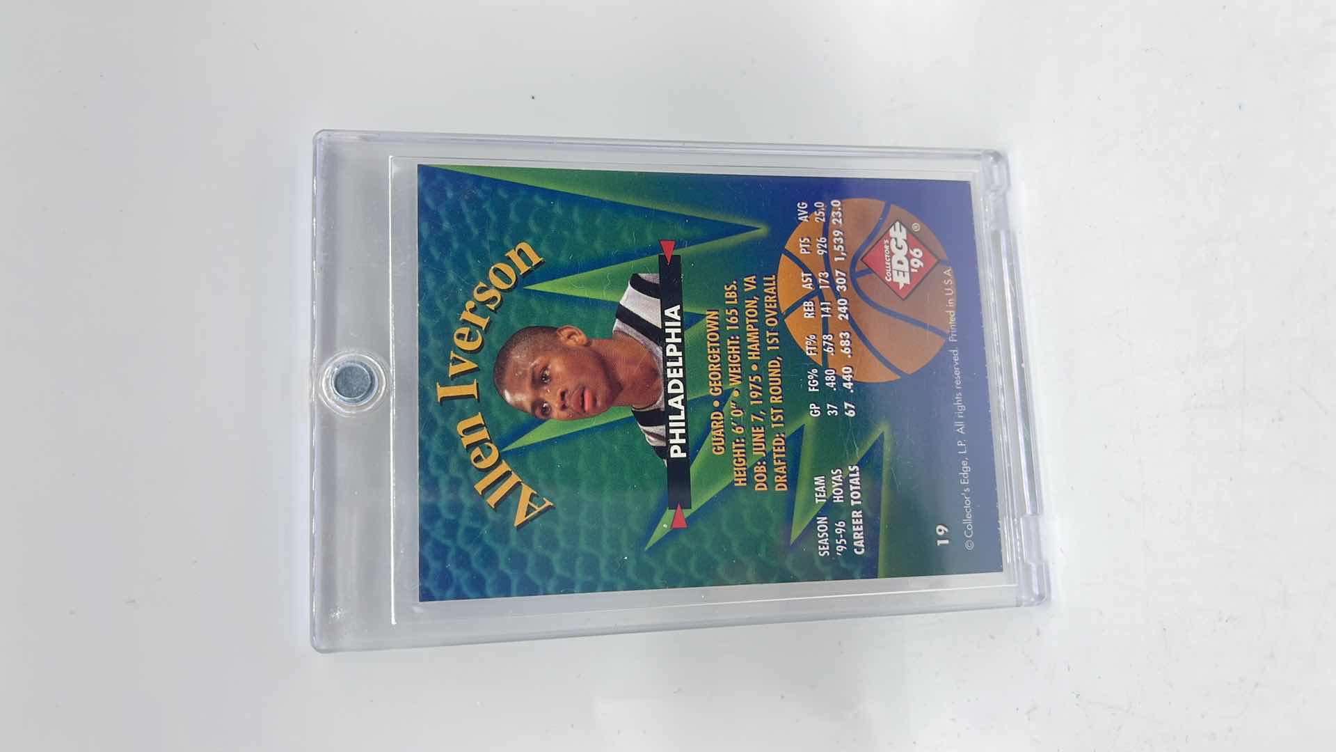 Photo 2 of 1996 ALLEN IVERSON EDGE ROOKIE CARD 19 APPROX VALUE $450