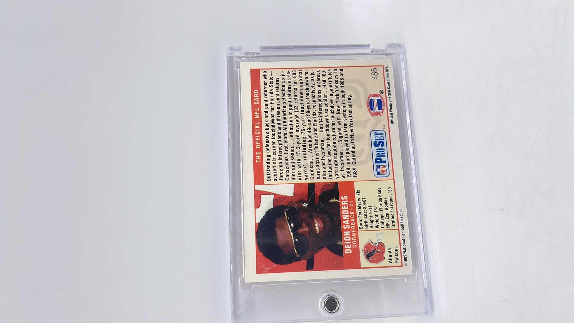 Photo 2 of 1989 DEION SANDERS PRO SET ROOKIE CARD 486 APPROX VALUE $100