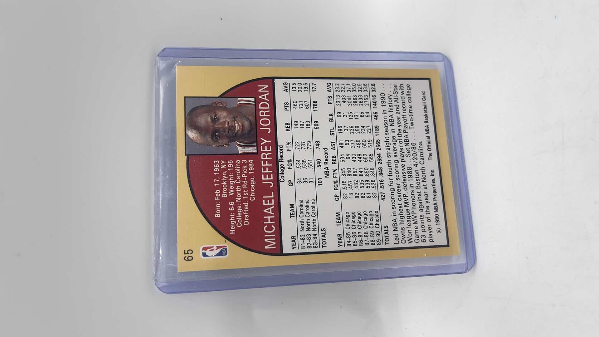 Photo 2 of 1990 MICHAEL JORDAN NBA HOOPS CARD 65 APPROX VALUE $200