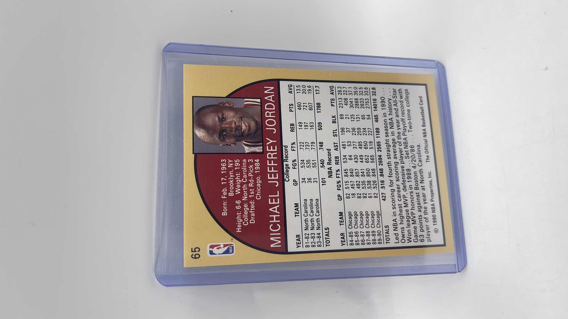 Photo 2 of 1990 MICHAEL JORDAN NBA HOOPS CARD 65 APPROX VALUE $200