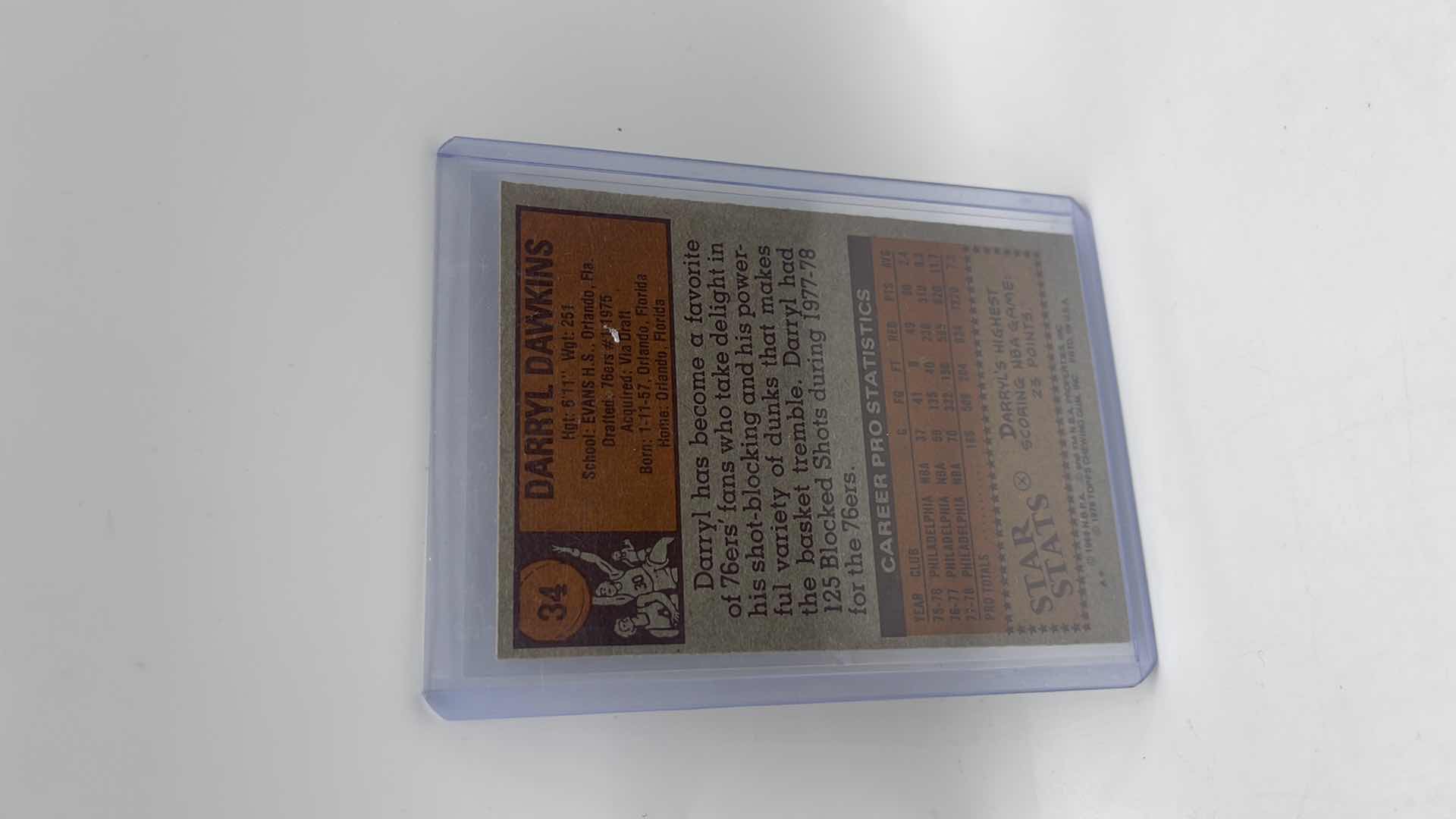 Photo 2 of 1978-79 DARRYL DAWKINS TOPPS CARD 34 APPROX VALUE $100