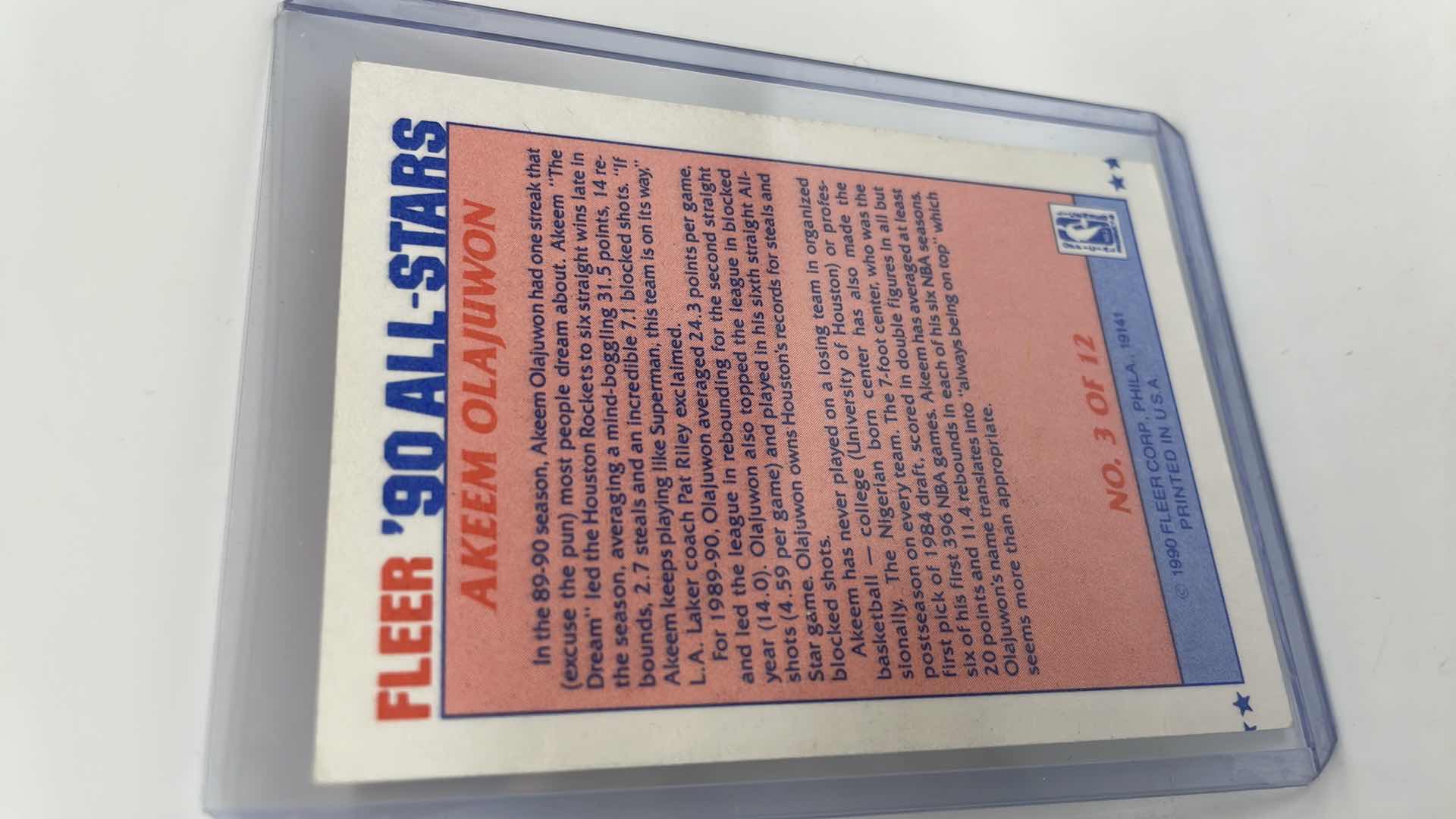 Photo 2 of 1990 AKEEM OLAJUWON FLEER CARD 3