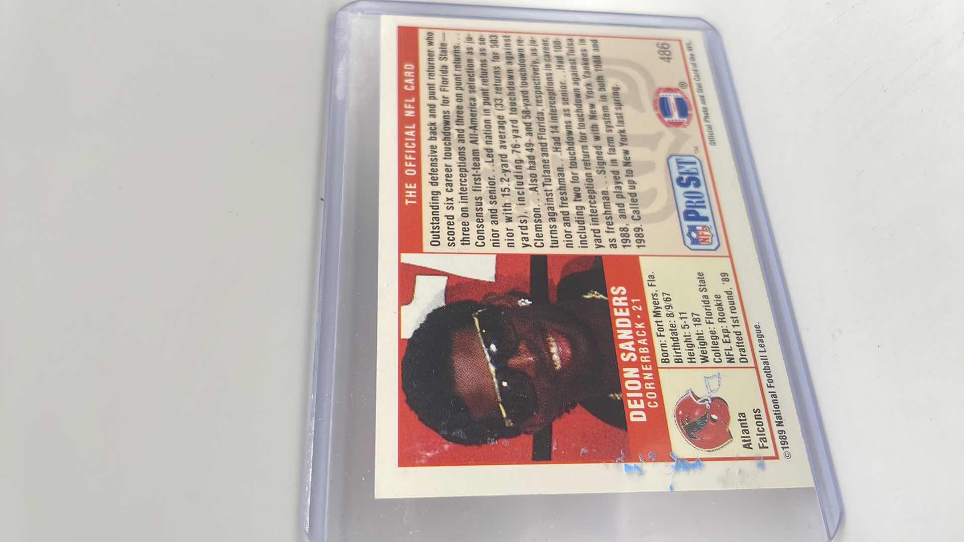 Photo 2 of 1989 DEION SANDERS PRO SET ROOKIE CARD 486