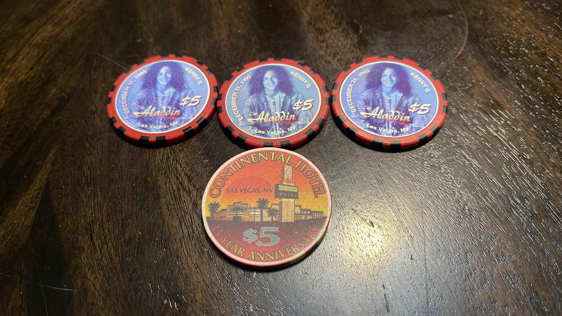 Photo 1 of (4) VINTAGE $5 GAMING CHIPS