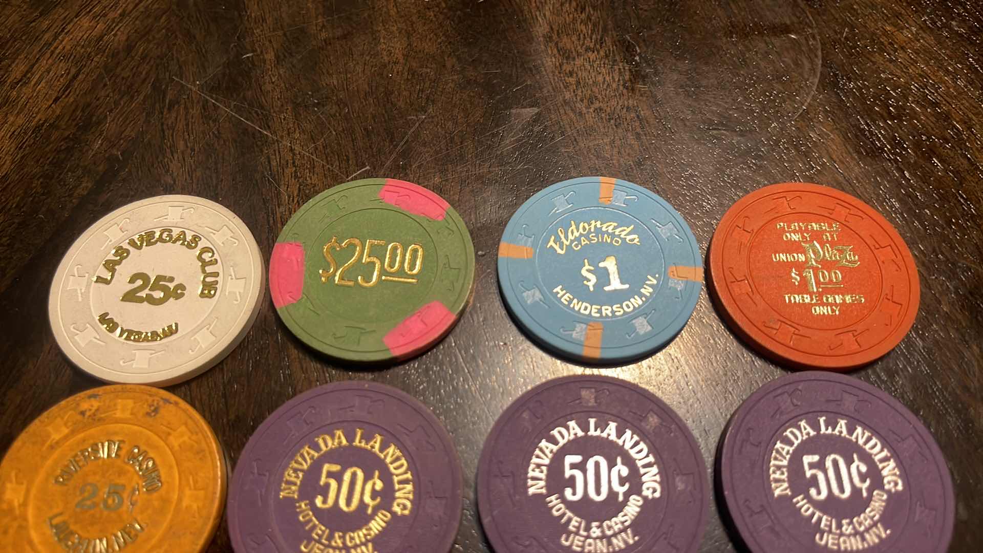 Photo 3 of (8) VINTAGE COLLECTOR’S GAMING CHIPS