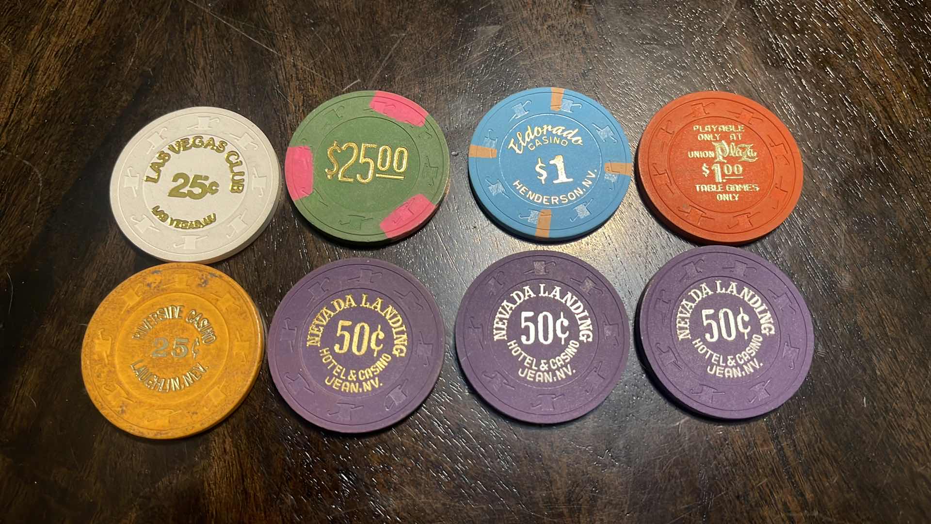 Photo 1 of (8) VINTAGE COLLECTOR’S GAMING CHIPS