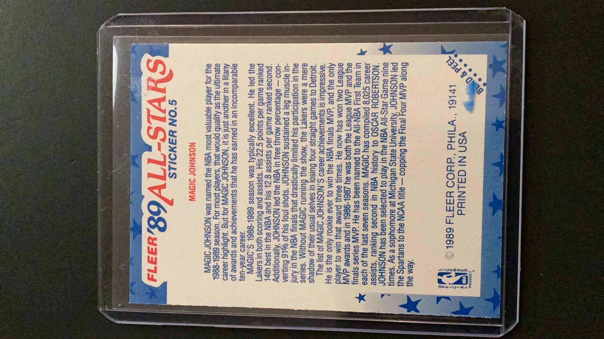 Photo 2 of 1989 FLEER MAGIC JOHNSON ALL STARS STICKER #5