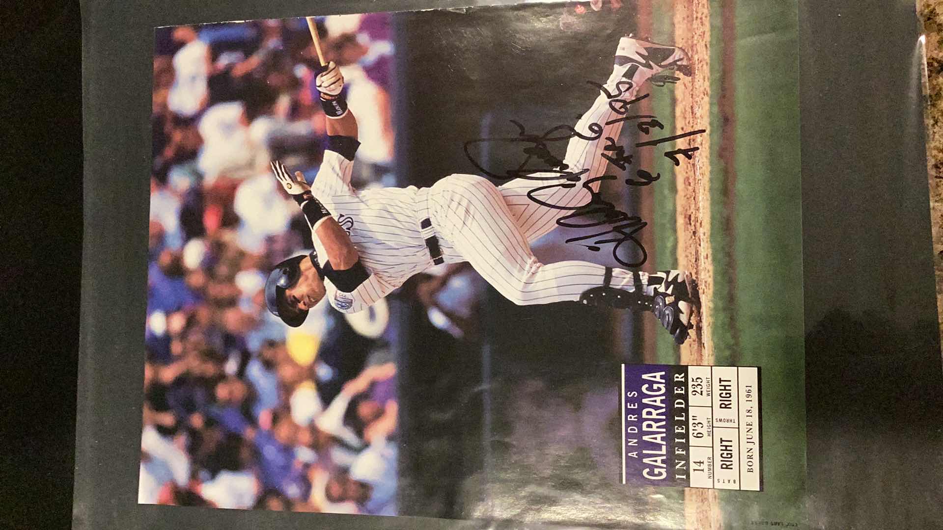 Photo 1 of 1995 ANDRES GALARRAGA “6 FOR 6” AUTOGRAPHED 8 X 10