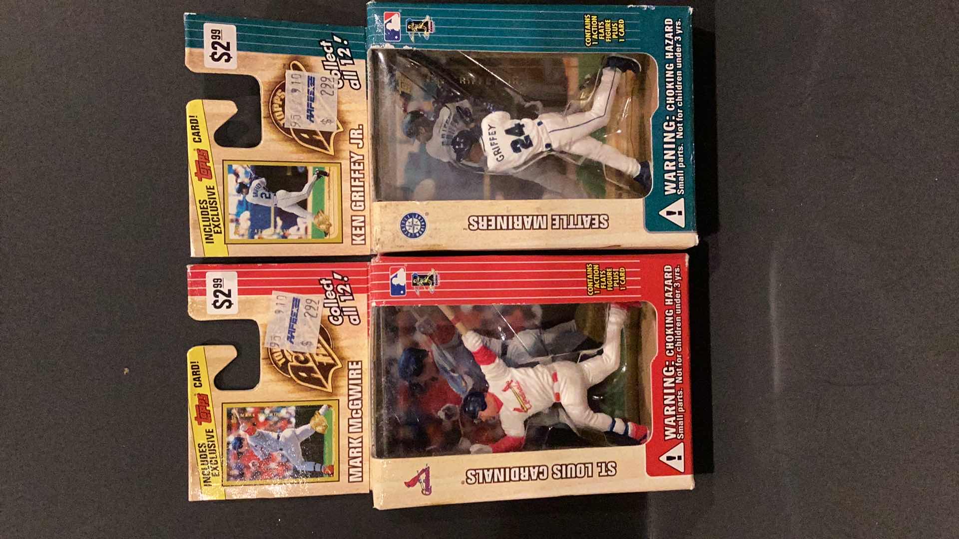 Photo 1 of 1999 TOPPS ACTION FLATS MARK MCGWIRE AND KEN GRIFFEY JR. MINI FIGURES 3” TALL