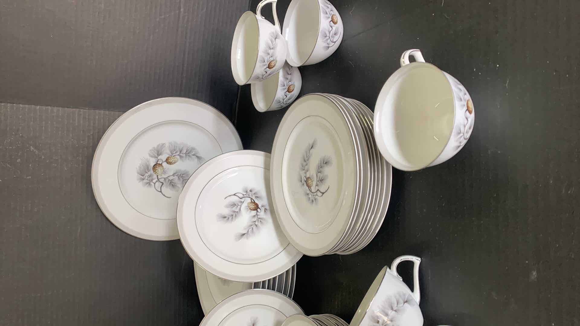 Photo 4 of KENT SILVER PINE PORCELAIN DINNERWARE 63 PIECES