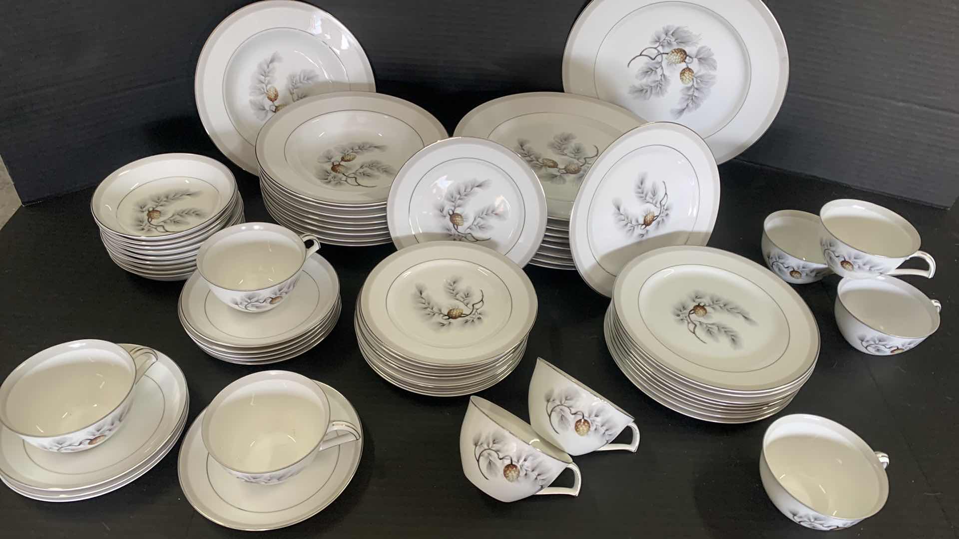 Photo 1 of KENT SILVER PINE PORCELAIN DINNERWARE 63 PIECES