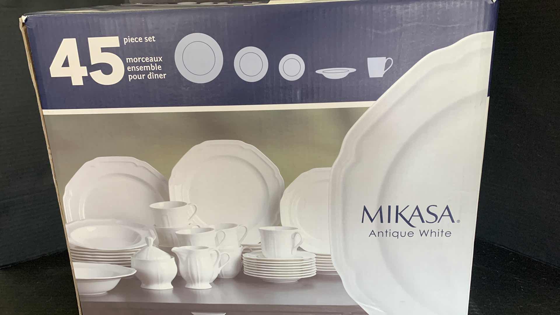 Photo 1 of MIKASA ANTIQUE WHITE DINNERWARE 45 PIECES