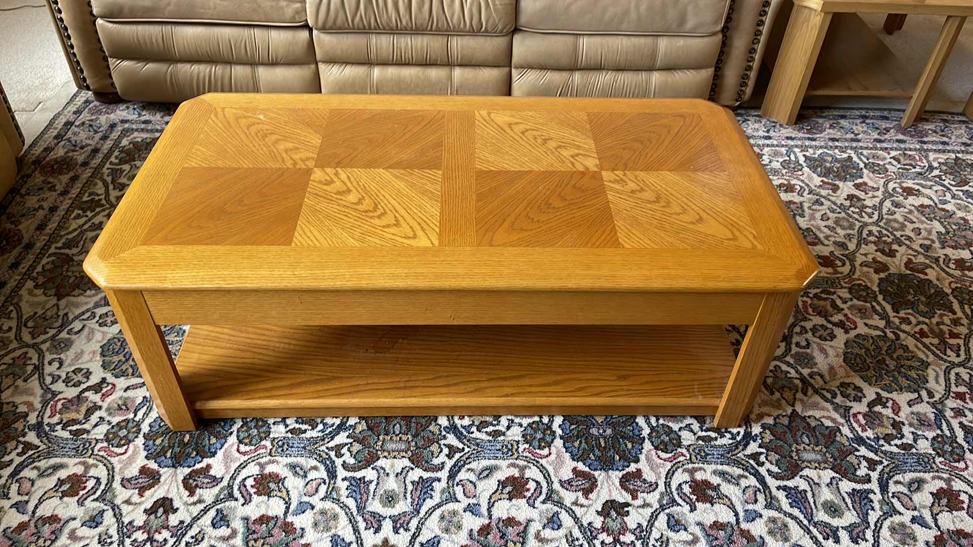 Photo 1 of WOOD BASE ADJUSTABLE HEIGHT COFFEE TABLE 48” X 25” H17”