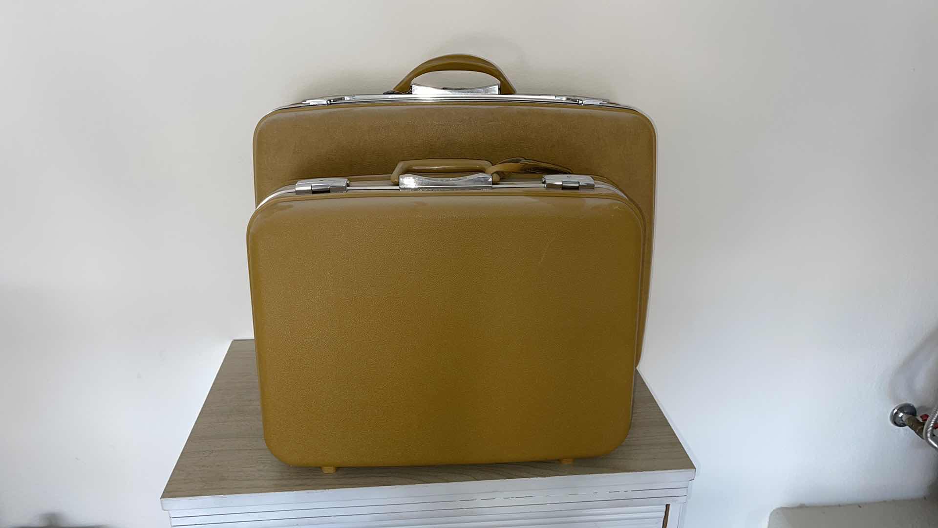 Photo 1 of 2 PC VINTAGE HARD COVER SUITCASES(MISSING KEYS)