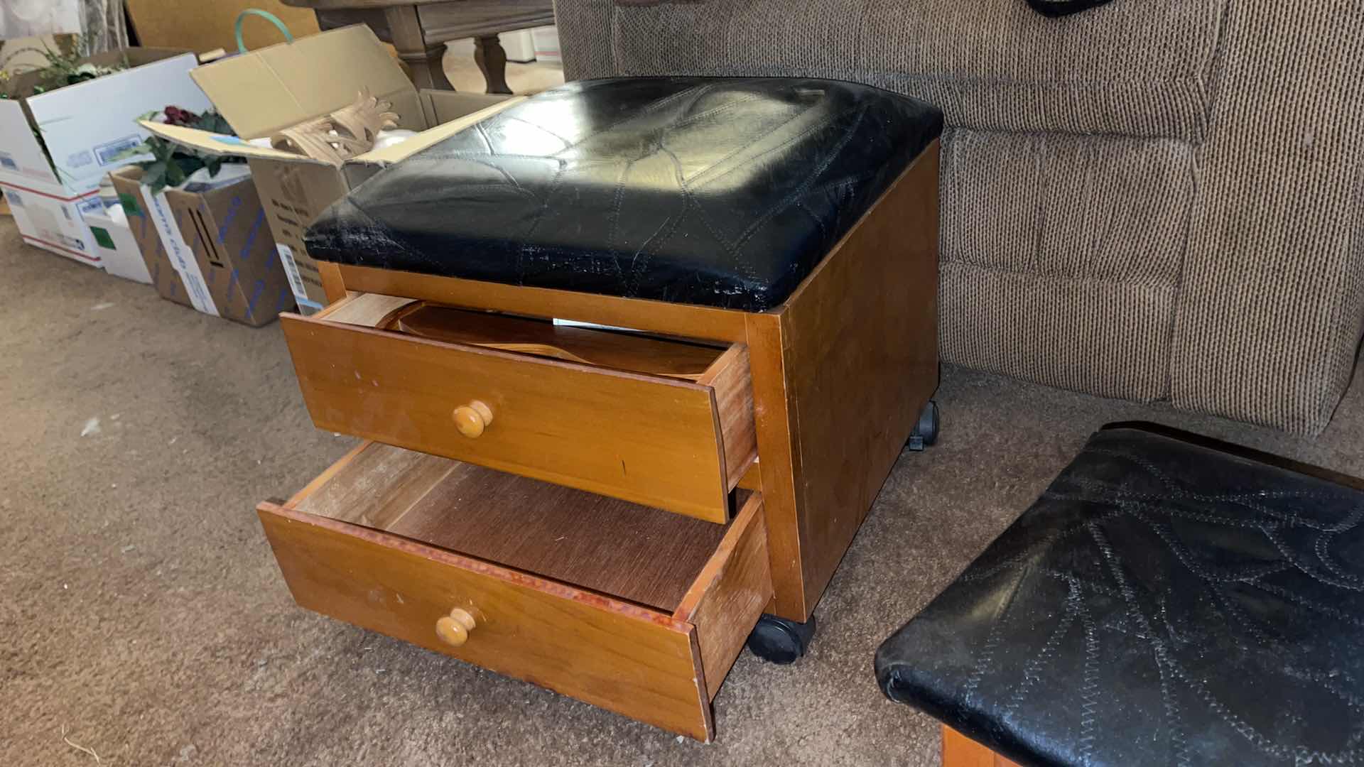 Photo 2 of ROLLING FOOT STOOL W/ 2 DRAWERS AND STEPPING STOOL