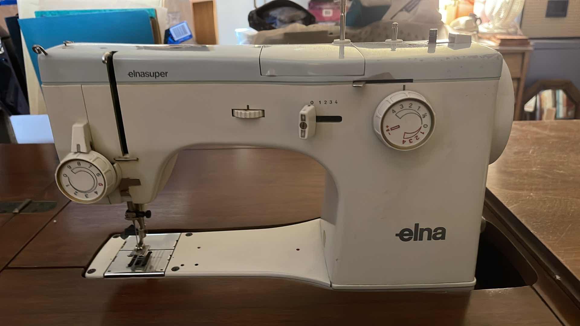 Photo 3 of ELNA SUPER VINTAGE SEWING MACHINE WITH TABLE & CHAIR