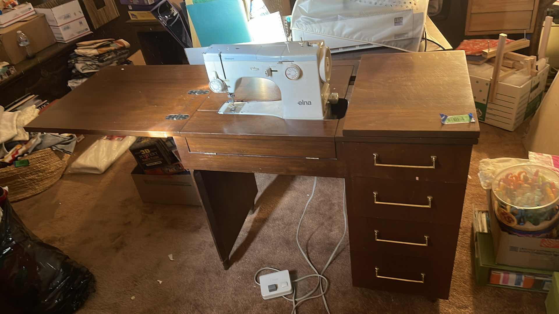 Photo 1 of ELNA SUPER VINTAGE SEWING MACHINE WITH TABLE & CHAIR